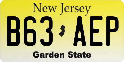 NJ license plate B63AEP