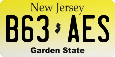 NJ license plate B63AES