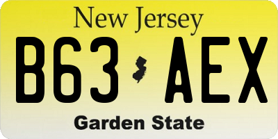 NJ license plate B63AEX