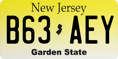 NJ license plate B63AEY