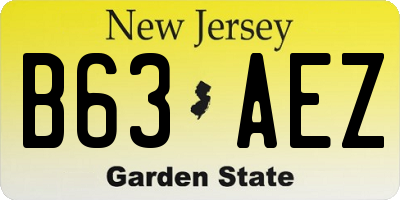 NJ license plate B63AEZ