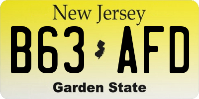 NJ license plate B63AFD