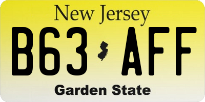 NJ license plate B63AFF