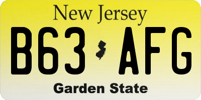 NJ license plate B63AFG