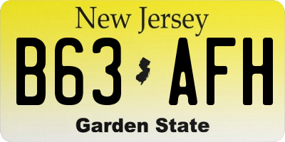 NJ license plate B63AFH
