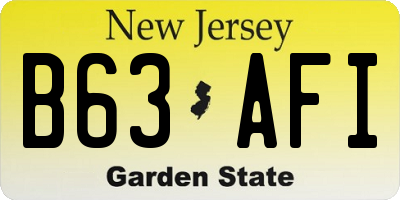 NJ license plate B63AFI