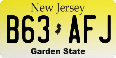 NJ license plate B63AFJ