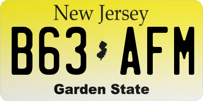 NJ license plate B63AFM