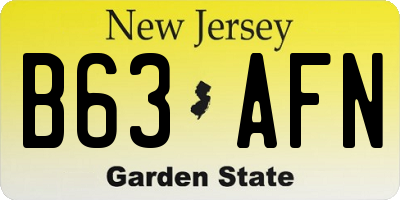 NJ license plate B63AFN