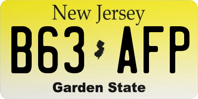 NJ license plate B63AFP
