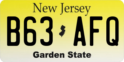NJ license plate B63AFQ
