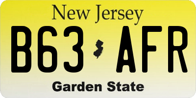 NJ license plate B63AFR