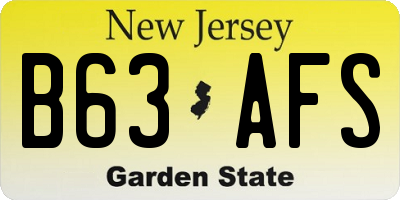 NJ license plate B63AFS
