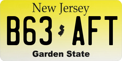 NJ license plate B63AFT