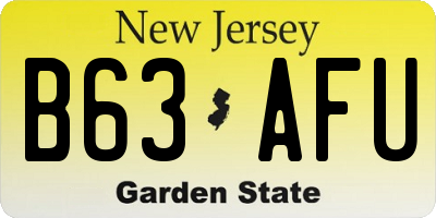 NJ license plate B63AFU