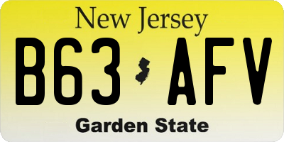 NJ license plate B63AFV