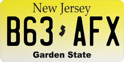 NJ license plate B63AFX