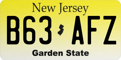 NJ license plate B63AFZ