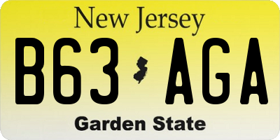 NJ license plate B63AGA