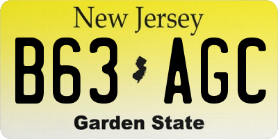 NJ license plate B63AGC