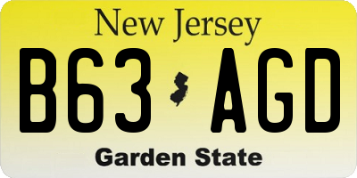 NJ license plate B63AGD