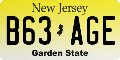 NJ license plate B63AGE