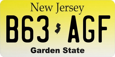 NJ license plate B63AGF
