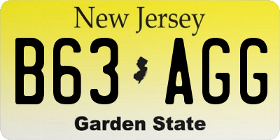 NJ license plate B63AGG