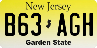 NJ license plate B63AGH