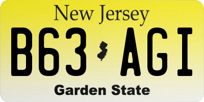 NJ license plate B63AGI