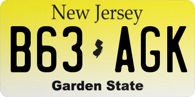 NJ license plate B63AGK