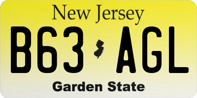 NJ license plate B63AGL
