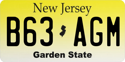 NJ license plate B63AGM