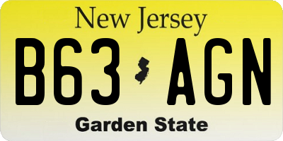 NJ license plate B63AGN