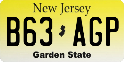 NJ license plate B63AGP