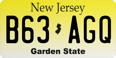 NJ license plate B63AGQ