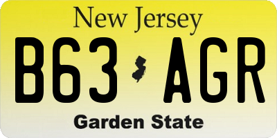 NJ license plate B63AGR