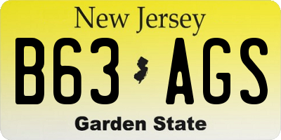 NJ license plate B63AGS