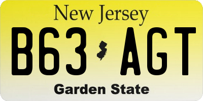 NJ license plate B63AGT