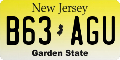 NJ license plate B63AGU