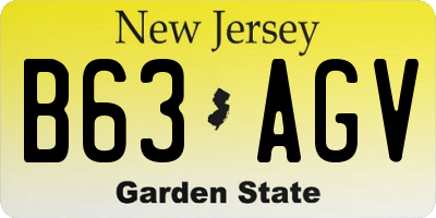 NJ license plate B63AGV