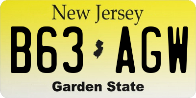 NJ license plate B63AGW
