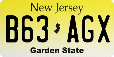 NJ license plate B63AGX
