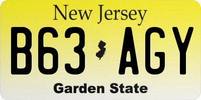 NJ license plate B63AGY