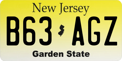NJ license plate B63AGZ