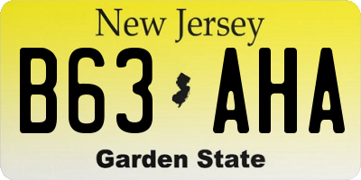 NJ license plate B63AHA