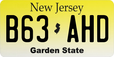 NJ license plate B63AHD
