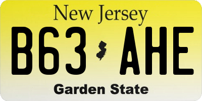 NJ license plate B63AHE