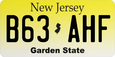NJ license plate B63AHF