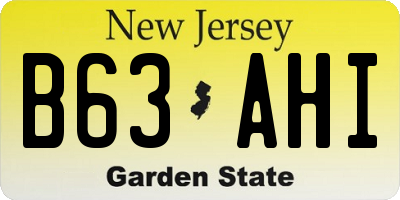 NJ license plate B63AHI